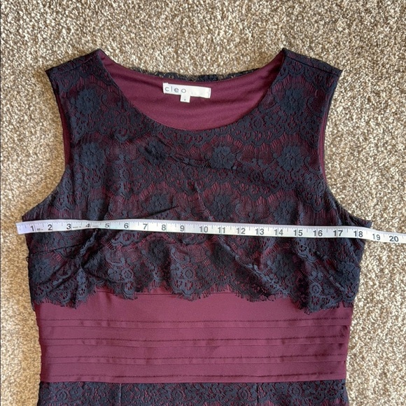 Cleo Midi Dress Burgundy Black Sheath Cocktail, maybe goth, Formal Women's Sz 12 - Picture 9 of 13
